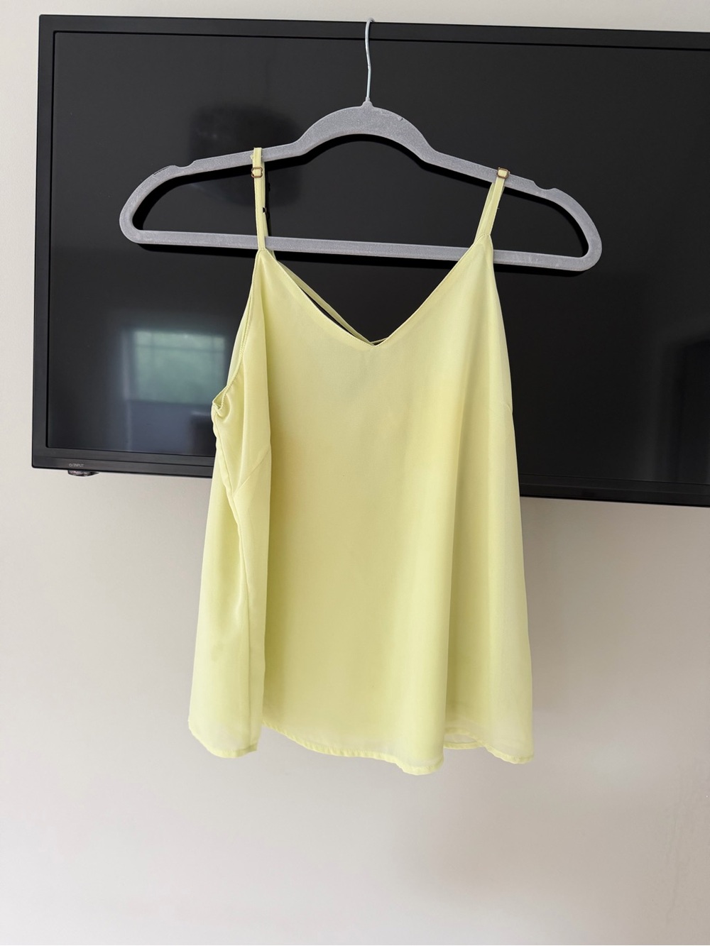 Japna Light Yellow V-Neck Camisole with Adjustable Straps